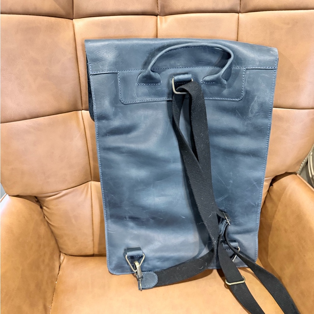 Blue Leather Backpack - Picture 3 of 5